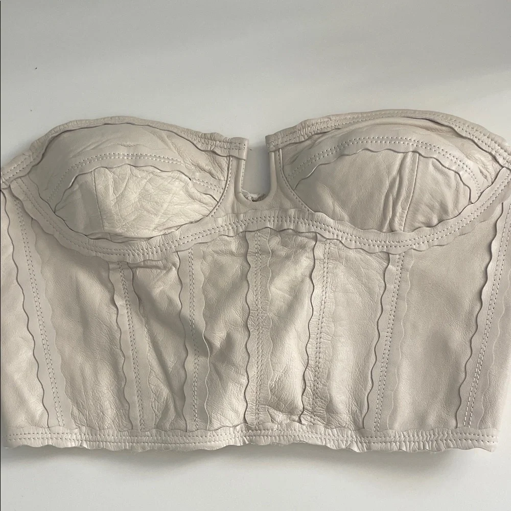 NWT Free People Women’s Ivory Mojave Moon Corset Top | Bustier-Inspired Bust - M